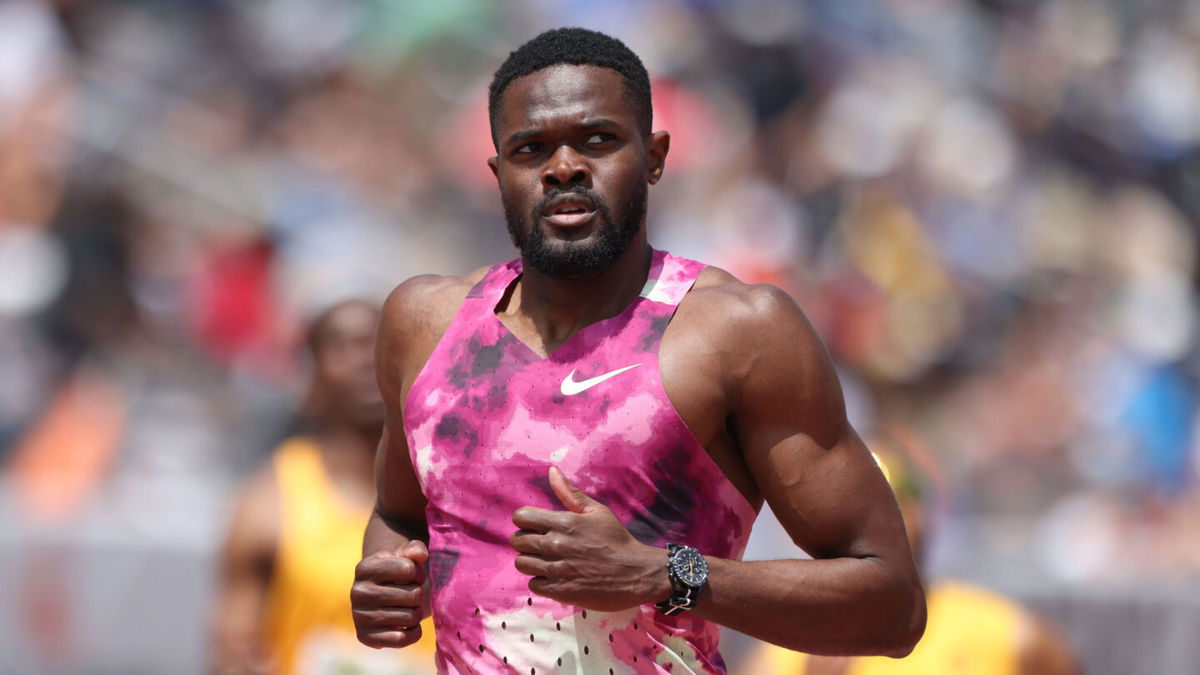 Rai Benjamin looks on after competing in the men's 400 meter dash during the Mt SAC Relays at Hilmer Lodge Stadium on April 20