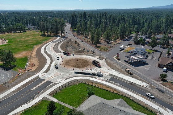 The new roundabout on U.S. Highway 20 at  Locust Street in Sisters is nearly complete