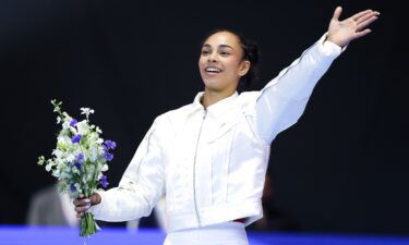 Hezly Rivera reacts after being selected for the 2024 U.S. Olympic Women's gymnastics team during the U.S. Olympic Gymnastics Team Trials at Target Center.