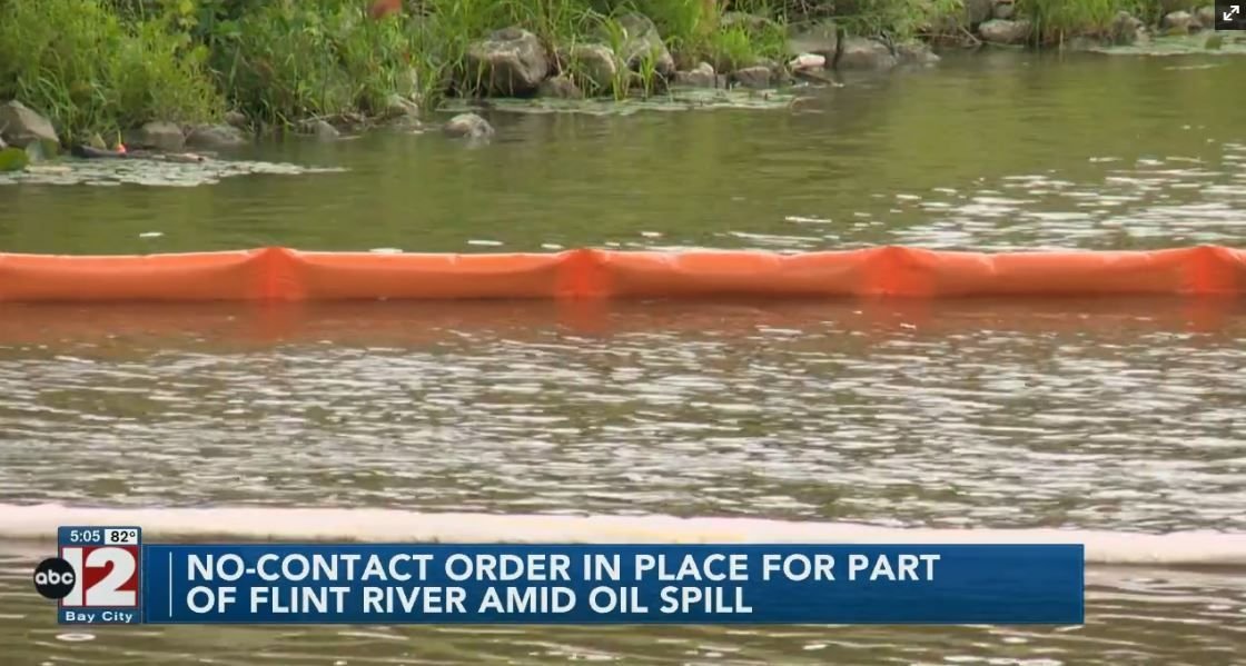 <i>WJRT via CNN Newsource</i><br/>A no-contact order is still in place for part of the Flint River -- after an oil spill.