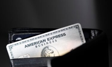 An American Express credit card is seen here in New York in October 2023. American Express announced last week that it’s buying Tock