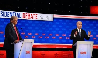 Former President Donald Trump and President Joe Biden debate at CNN's Atlanta studios on June 27.
