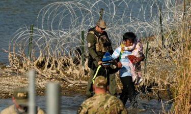 Migrants are taken into custody by officials at the Texas-Mexico border