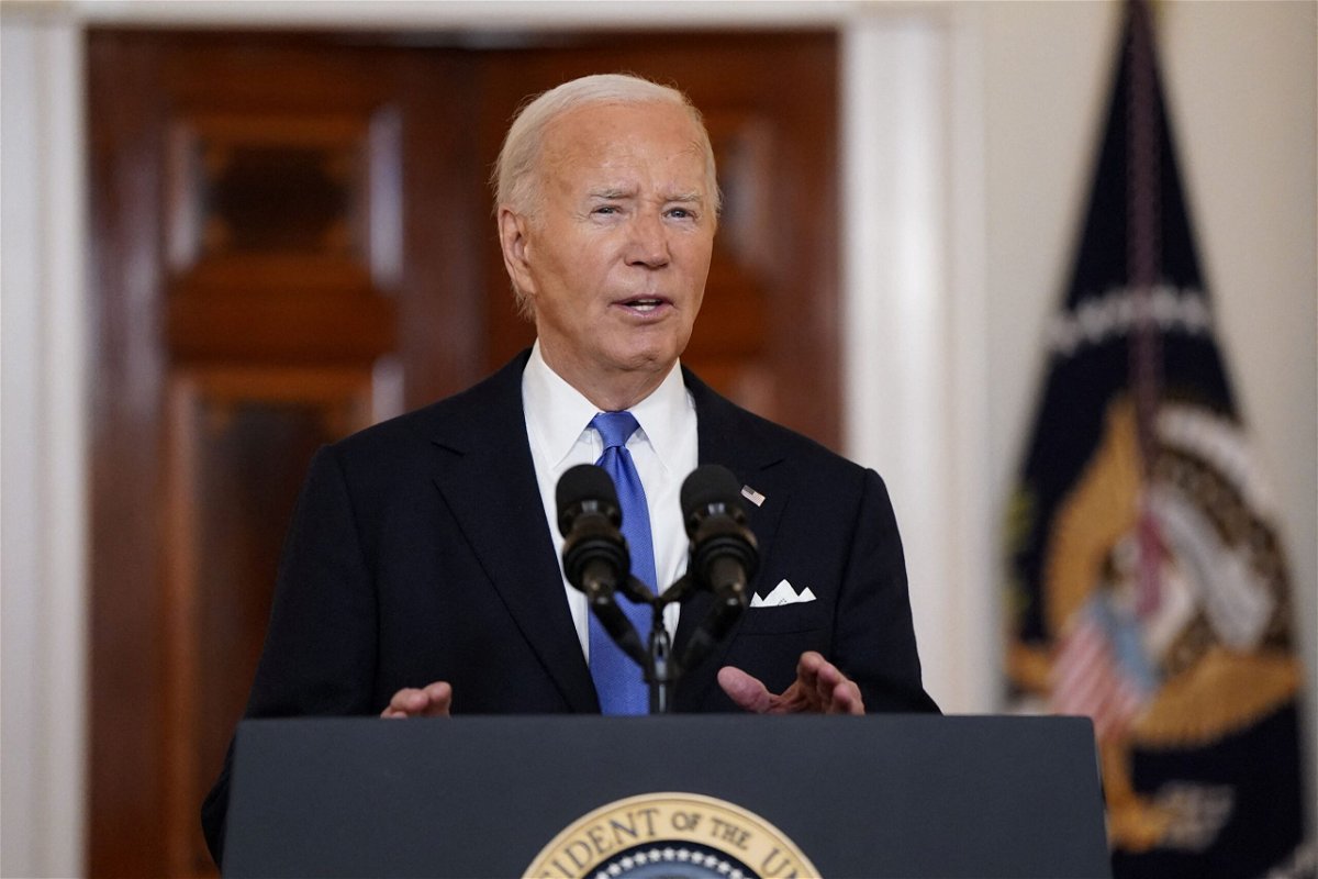 <i>Elizabeth Frantz/Reuters via CNN Newsource</i><br/>U.S. President Joe Biden delivers remarks after the U.S. Supreme Court ruled on former U.S. President and Republican presidential candidate Donald Trump's bid for immunity from federal prosecution for 2020 election subversion.
