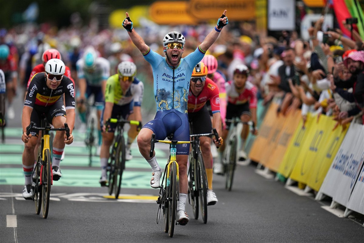<i>Daniel Cole/AP via CNN Newsource</i><br/>Mark Cavendish made history with his 35th Tour de France stage win.