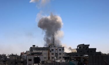 Plumes of smoke rise from an area targeted by Israeli bombardment in the eastern Shujaiya neighbourhood of Gaza City on July 3.