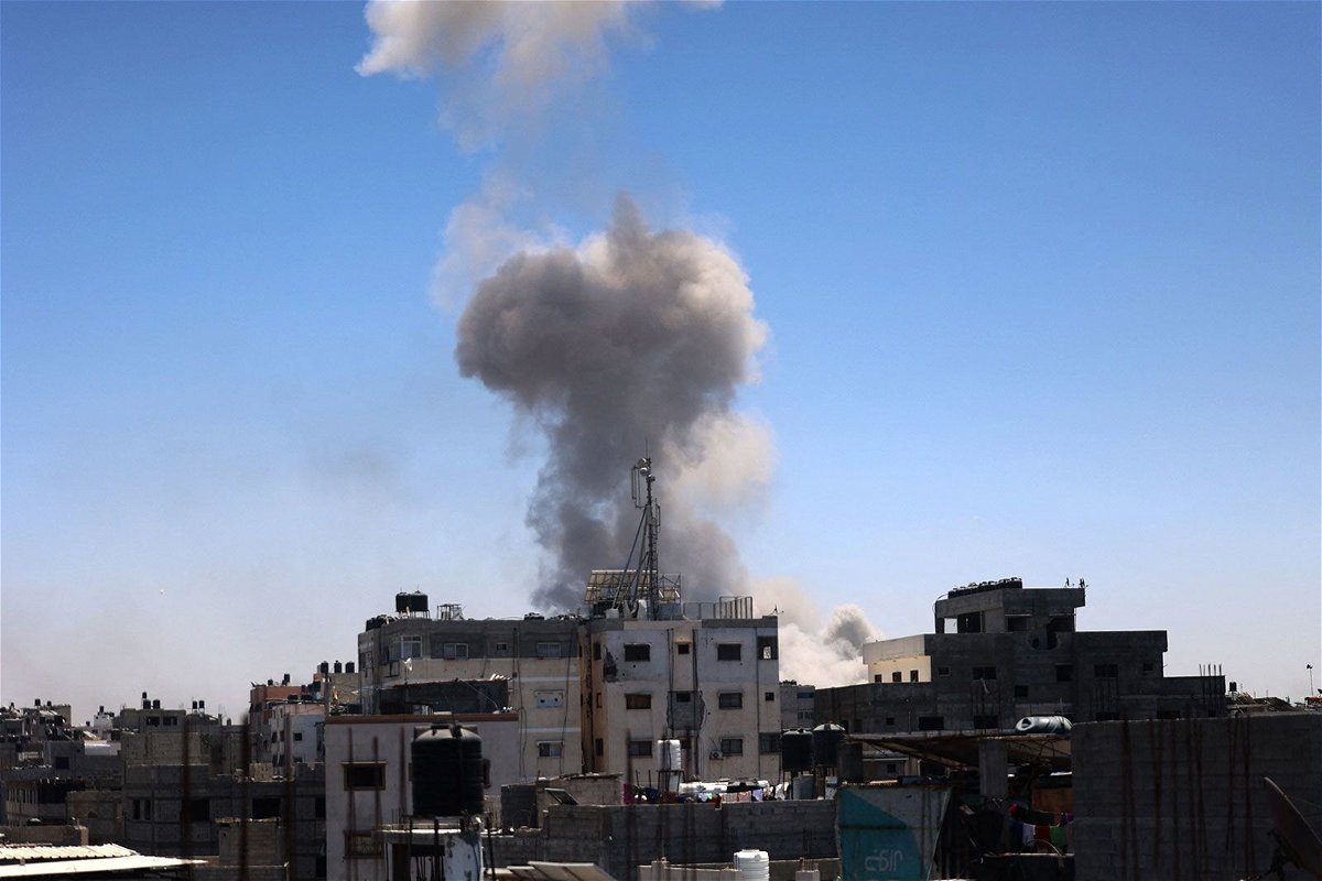 <i>Omar Al-Qattaa/AFP/Getty Images via CNN Newsource</i><br/>Plumes of smoke rise from an area targeted by Israeli bombardment in the eastern Shujaiya neighbourhood of Gaza City on July 3.