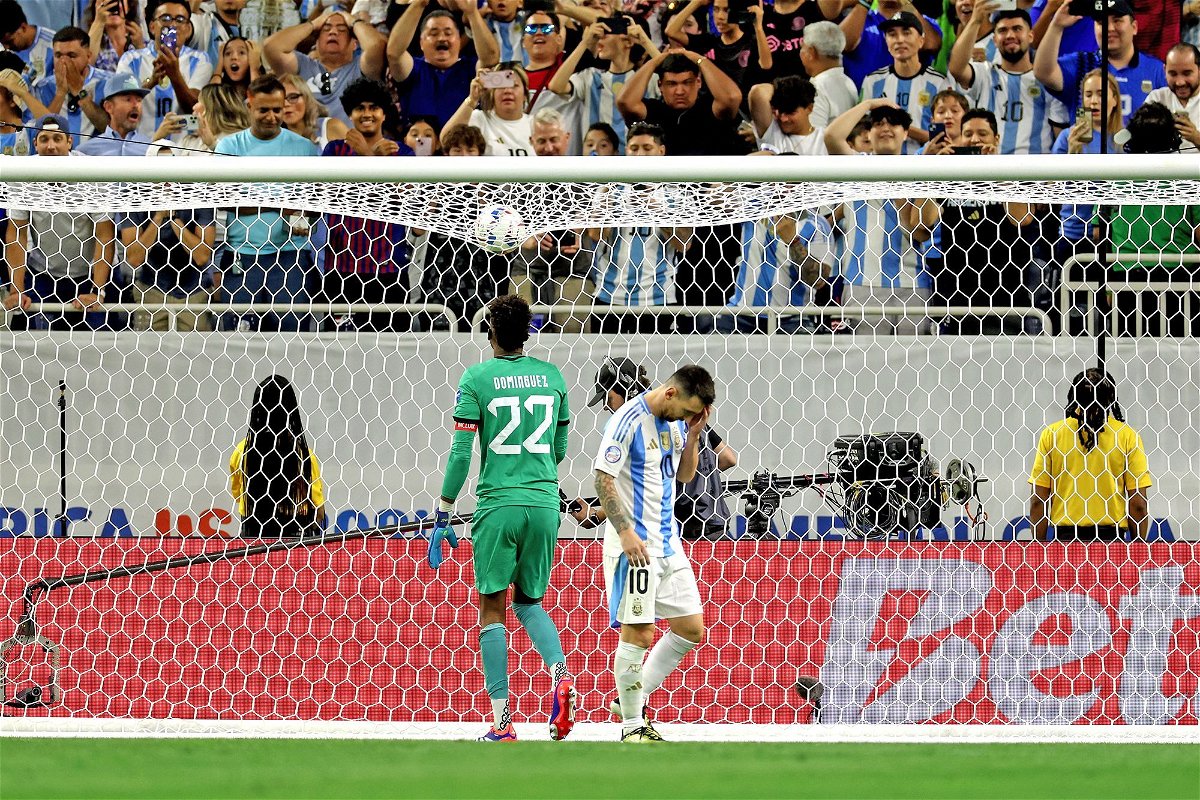 <i>Charly Triballeau/AFP/Getty Images via CNN Newsource</i><br/>Lionel Messi missed his penalty in the shootout.