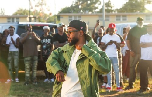 Kendrick Lamar dances during the music video shoot for "Not Like Us" on June 22 in Watts