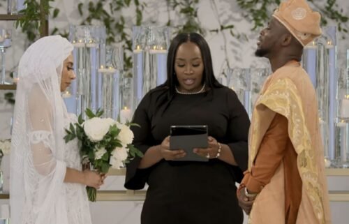 Jennifer Allen is seen officiating a wedding on Netflix's "Love is Blind."