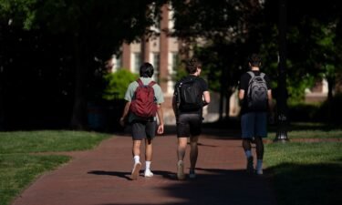 Students walk on campus at the University of North Carolina on May 1