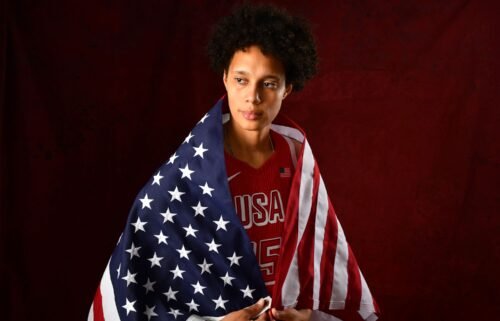 Brittney Griner poses for a portrait during training camp in Phoenix