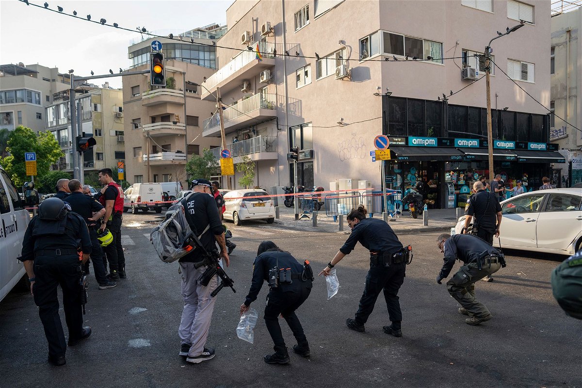 <i>Oded Balilty/AP via CNN Newsource</i><br/>Israeli police investigate after a drone attack in Tel Aviv on Friday