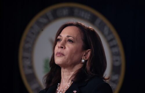 Vice President Kamala Harris attends an infrastructure event addressing high speed internet in the Eisenhower Executive Office Building's South Court Auditorium at the White House in Washington