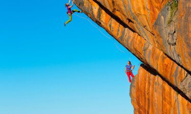 Climbers (left to right) Ashlee Hendy and Elizabeth Chong photographed by Carter at Australia's Grampians National Park.