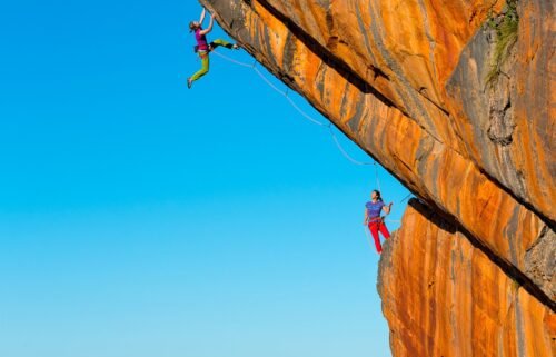 Climbers (left to right) Ashlee Hendy and Elizabeth Chong photographed by Carter at Australia's Grampians National Park.