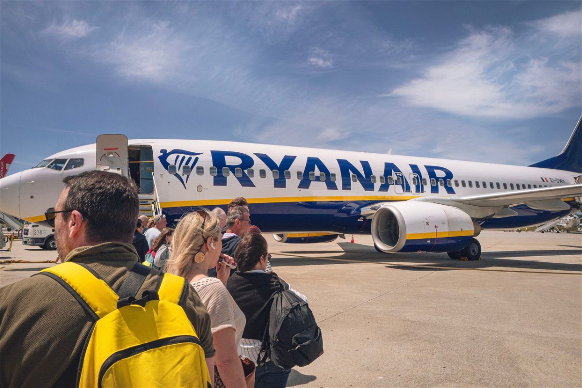 <i>Idriss Bigou-Gilles/Hans Lucas/AFP/Getty Images/File via CNN Newsource</i><br/>Ryanair reported a 46% fall in profits in the first quarter of the year