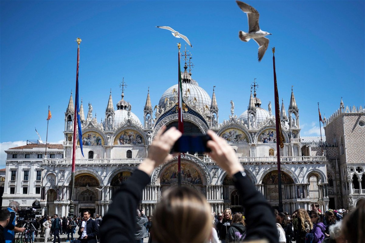 <i>Marco Bertorello/AFP/Getty Images via CNN Newsource</i><br/>Tourists wanting to view the Basilica in Saint Mark's Square have had to pay for the privilege