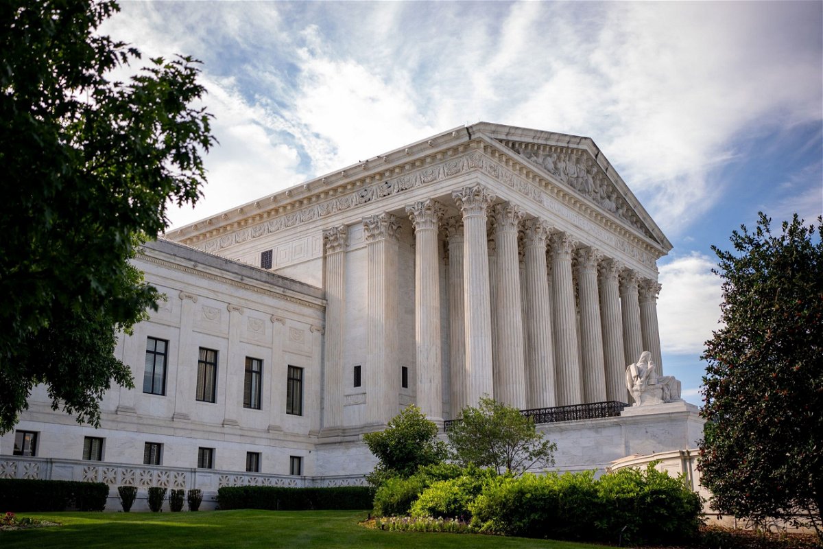 <i>Andrew Harnik/Getty Images via CNN Newsource</i><br/>The Biden administration asked the Supreme Court on July 22 to let it enforce new anti-discrimination rules in schools for pregnant women. An exterior view of the Supreme Court on June 20