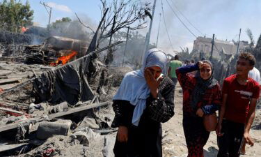 Palestinians react near damages