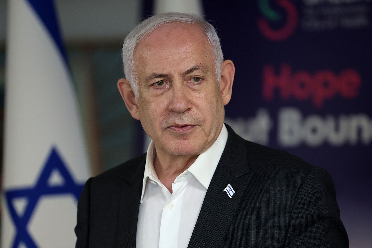 <i>Jack Guez/Pool/Getty Images/File via CNN Newsource</i><br/>Israeli Prime Minister Benjamin Netanyahu speaks during a press conference at the Sheba Tel-HaShomer Medical Centre on June 8 in Ramat Gan