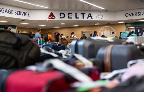 Luggage at the Delta baggage claim at Hartsfield-Jackson Atlanta International Airport on July 23.