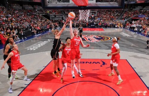 Clark (No. 22) grabs the rebound during the game against the New York Liberty on July 6