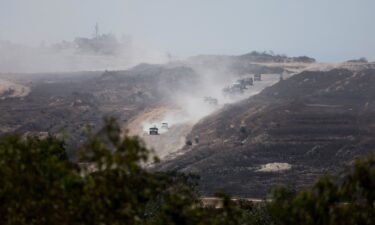 A convoy maneuvers inside the Gaza Strip