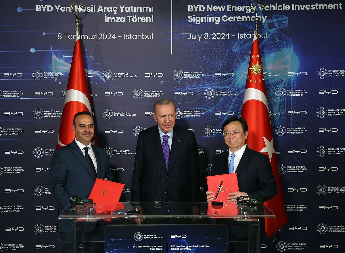 <i>Mustafa Kamaci/Turkish Presidency/Anadolu/Getty Images via CNN Newsource</i><br/>China’s BYD