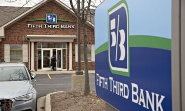 Signage is displayed outside a Fifth Third Bancorp branch in Naperville