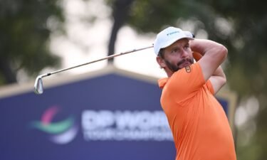 Joost Luiten of the Netherlands tees off on the fourth hole during the Pro-Am prior to the DP World Tour Championship on the Earth Course at Jumeirah Golf Estates on November 14
