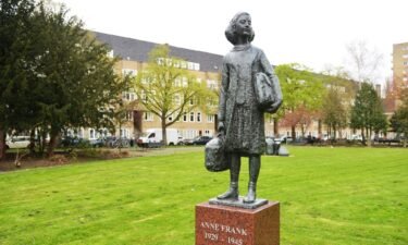 A statue of Anne Frank in Amsterdam