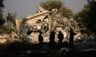 A home destroyed during the attack by Hamas is seen within Kibbutz Be'eri on October 14