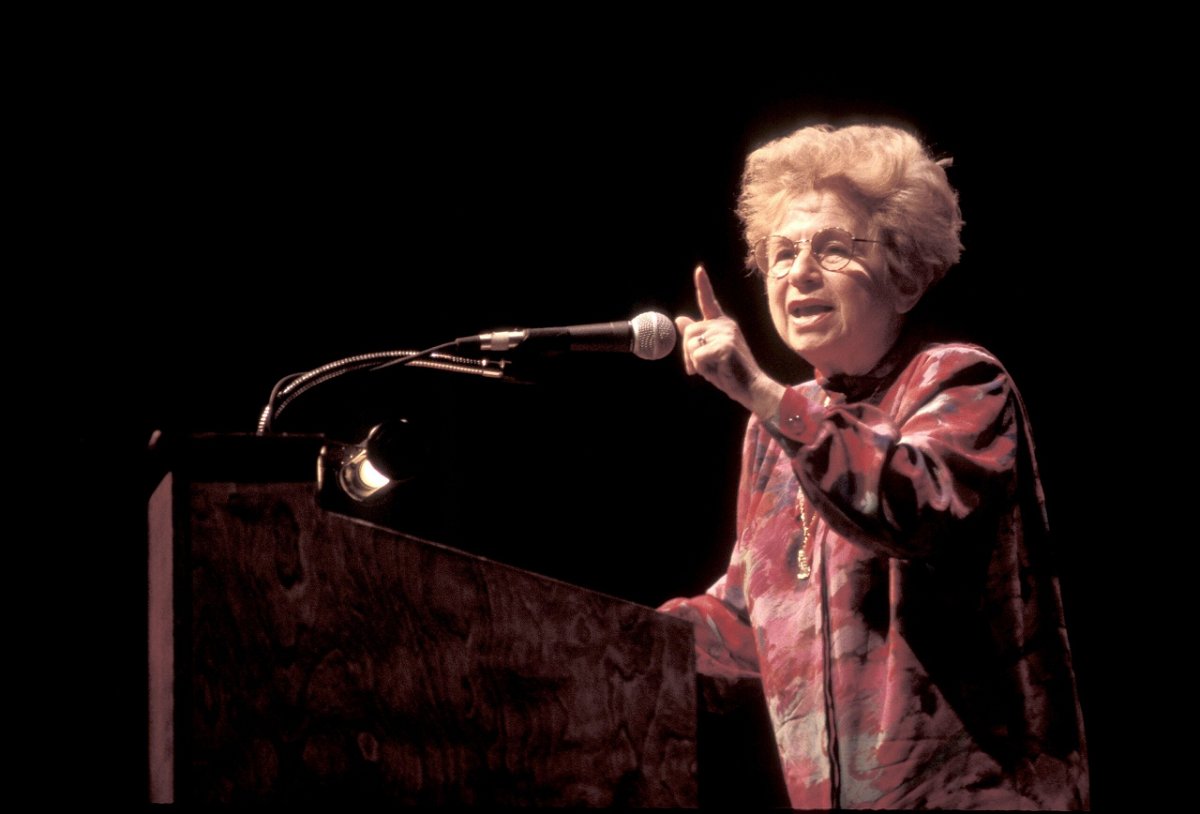 <i>John Atashian/Getty Images via CNN Newsource</i><br/>Sex therapist. media personality and author Ruth Westheimer shown on stage in 1993 has died.