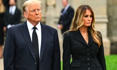 Former President Donald Trump and former first lady Melania Trump depart the funeral for Amalija Knavs