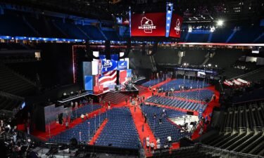 The Fiserv Forum is seen as it is prepared for the Republican National Convention on July 13