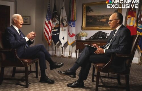 President Joe Biden speaks in an interview with Lester Holt on Monday