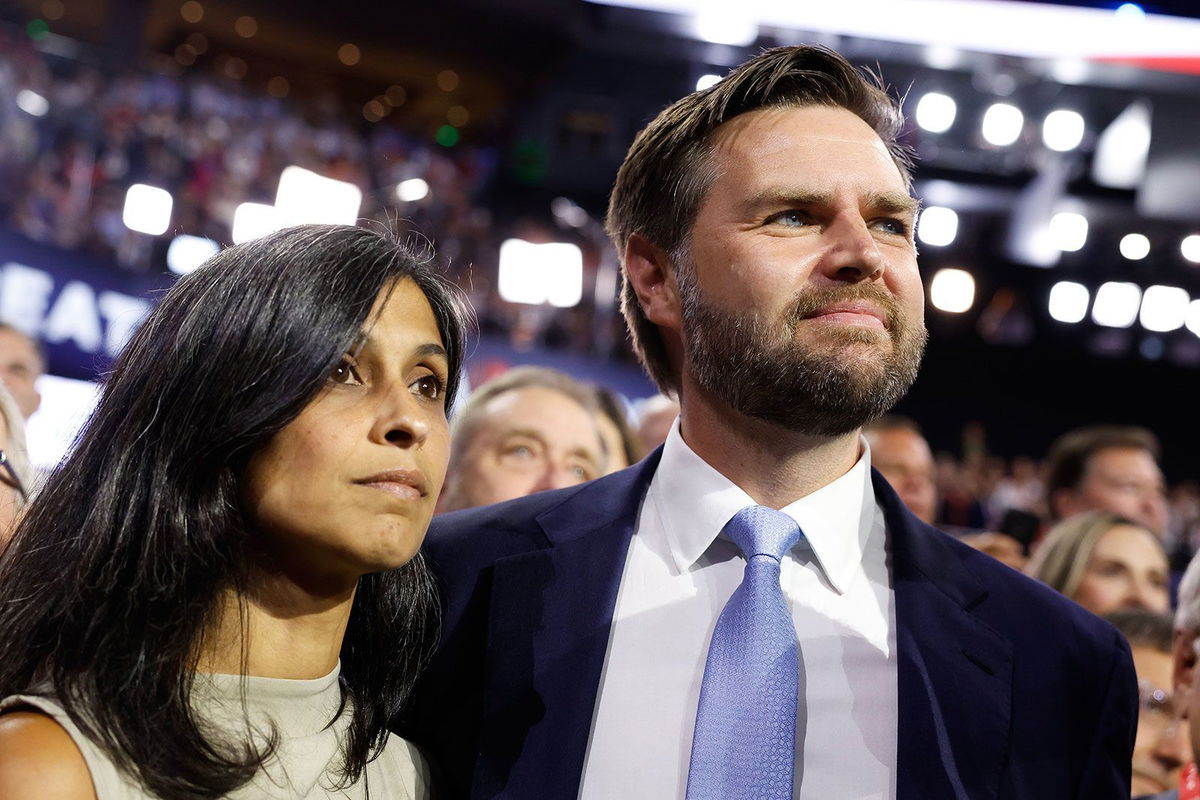 <i>Anna Moneymaker/Getty Images via CNN Newsource</i><br/>Ohio Sen. JD Vance and his wife