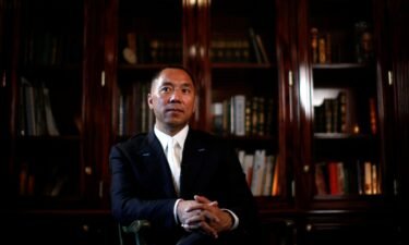 Billionaire businessman Guo Wengui pauses during an interview in New York City in April 2017.