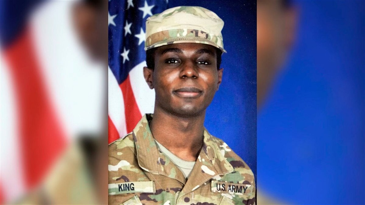 <i>Family Photo/AP via CNN Newsource</i><br/>This family photo shows a portrait of American soldier Travis King displayed at the home of his grandfather
