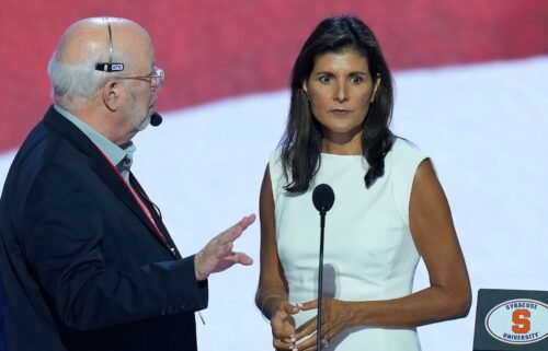 Former South Carolina Gov. Nikki Haley is seen during the walkthrough for day two of the Republican National Convention in Milwaukee on July 16