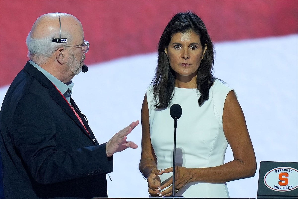 <i>J. Scott Applewhite/AP via CNN Newsource</i><br/>Former South Carolina Gov. Nikki Haley is seen during the walkthrough for day two of the Republican National Convention in Milwaukee on July 16