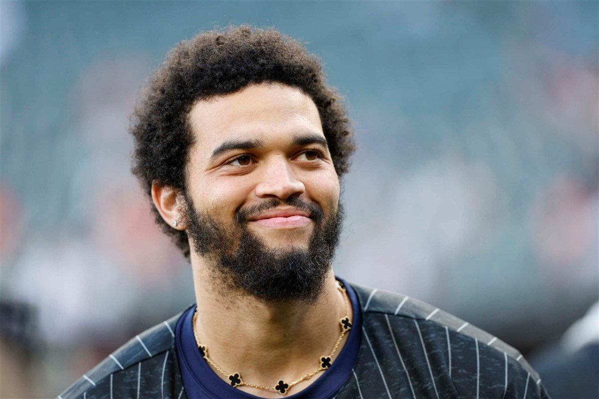 <i>Kamil Krzaczynski/USA TODAY Sports/Reuters via CNN Newsource</i><br/>Chicago Bears quarterback Caleb Williams attends an MLB game between the Chicago White Sox and Baltimore Orioles.