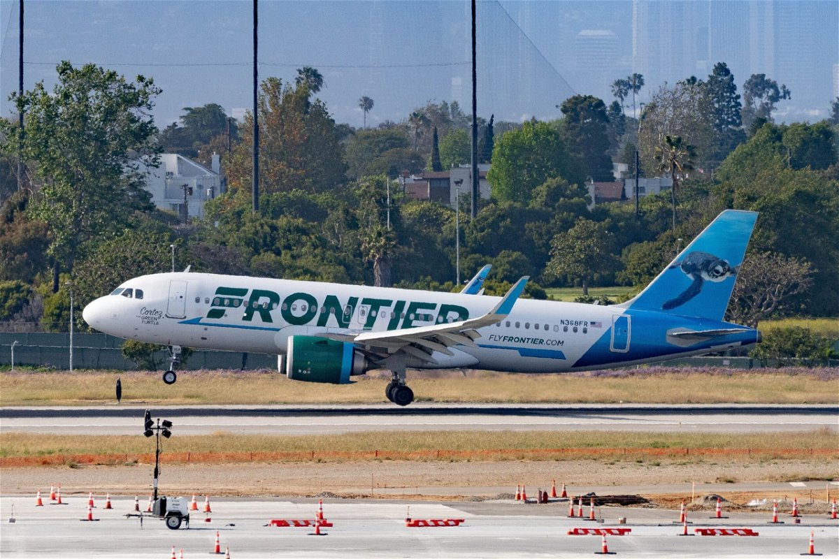 <i>AaronP/Bauer-Griffin/GC Images/Getty Images via CNN Newsource</i><br/>Frontier Airlines at Los Angeles International Airport