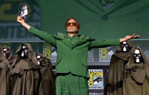 Robert Downey Jr. speaks onstage during the Marvel Studios Panel at SDCC in San Diego