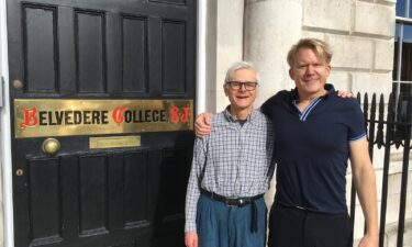 John Portmann with his partner Dan in front of Belvedere College