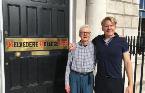 John Portmann with his partner Dan in front of Belvedere College