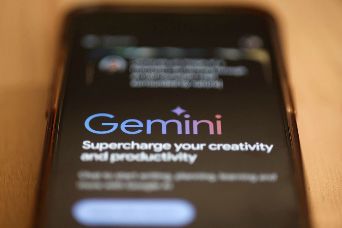 <i>Michael M. Santiago/Getty Images via CNN Newsource</i><br/>An ad for Google's Gemini AI chatbot