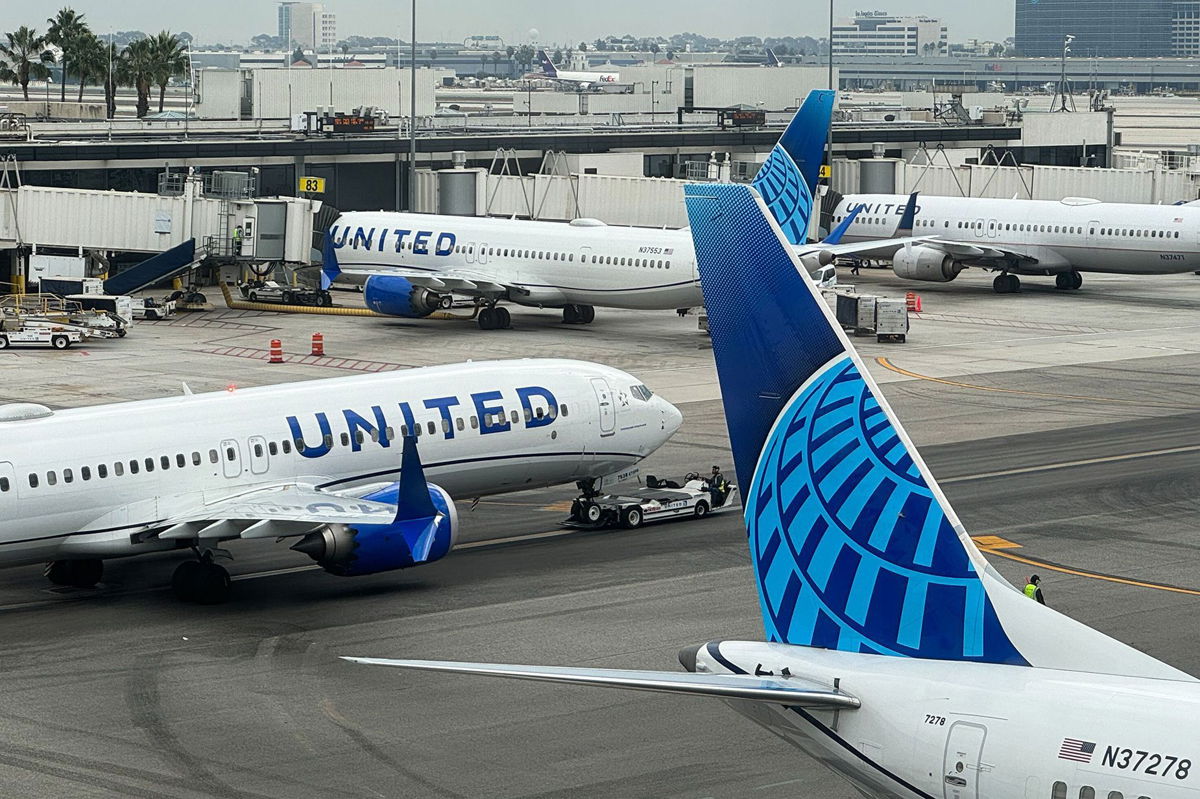 <i>Jakub Porzycki/NurPhoto/Shutterstock/FILE via CNN Newsource</i><br/>United Airlines planes are seen at LAX Airport in Los Angeles in a November 2023 photo.