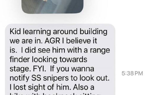 The Beaver sniper notes Crooks was using “a range finder looking towards the stage” and recommends that they notify Secret Service snipers to “look out."
